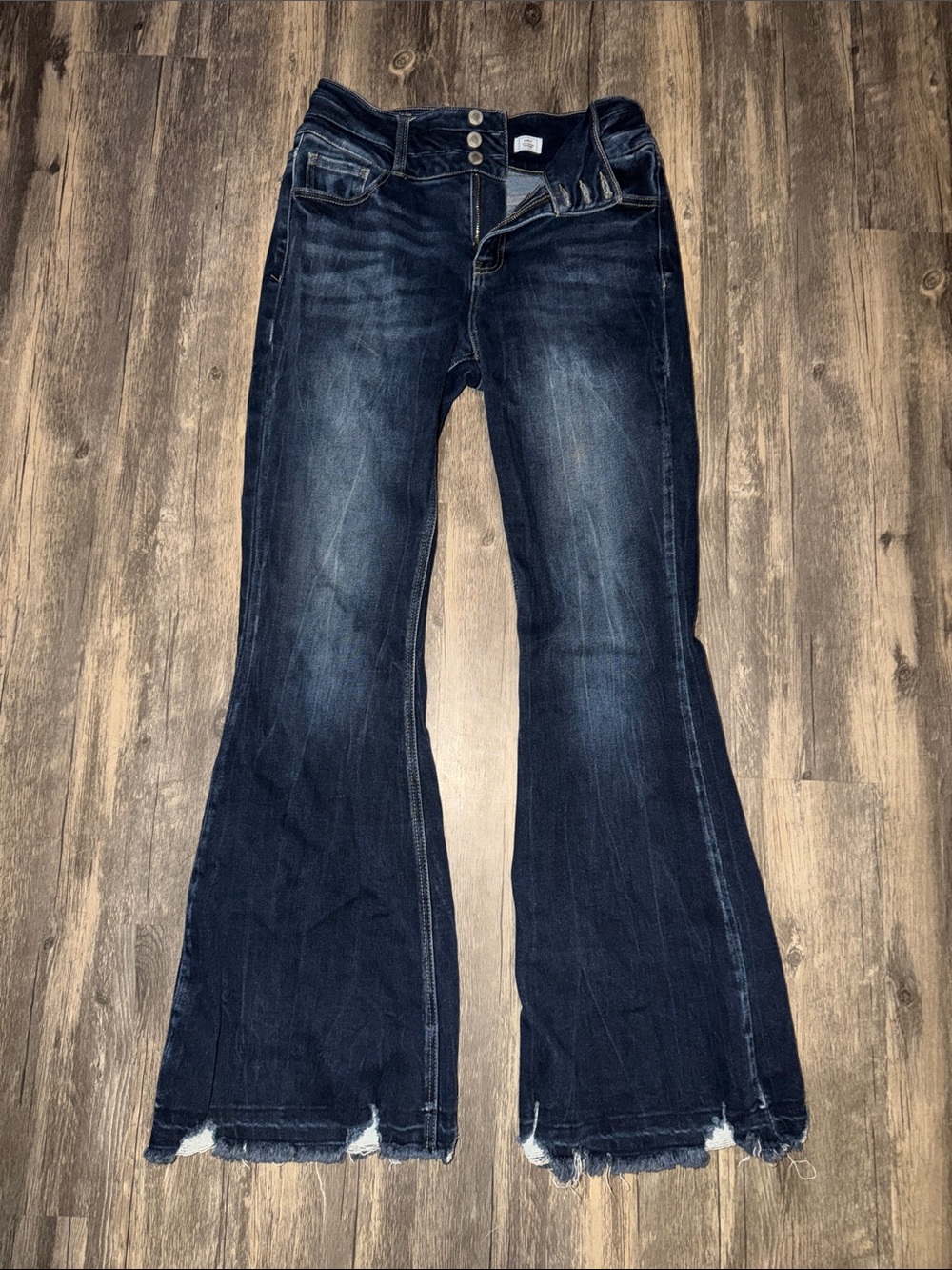 Women's Dark Wash Kancan signature Flared Jeans - Dark Blue